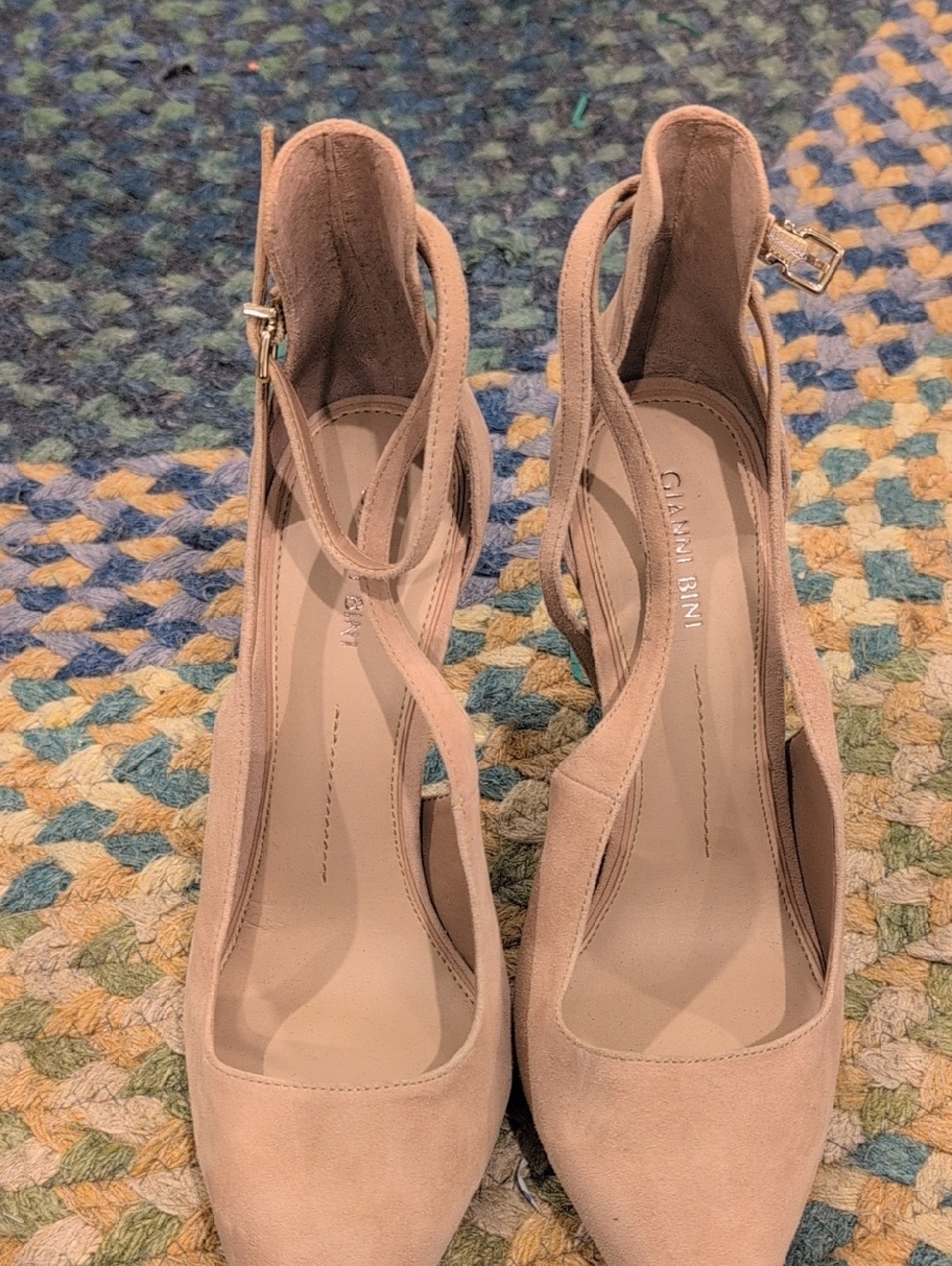 Gianni Bini Teagan Suede Cut-Out Ankle Strap Dress Pumps